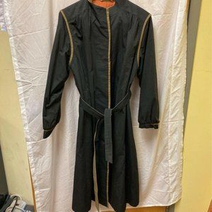 Vtg Aquascutum Womens Trench Coat Black Long sz 14